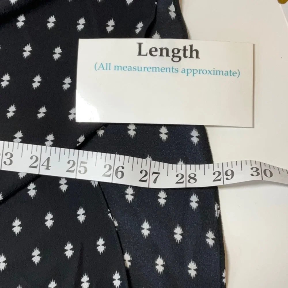 Vince Camuto Long Sleeve Faux Wrap Blouse Black White Large - Picture 9 of 14